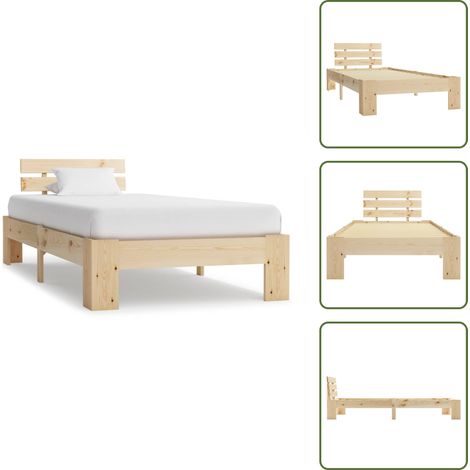 The Living Store Estructura de cama sin colchón madera maciza de pino 100x200 cm - Estructura de cama