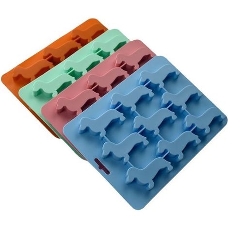 4-teilige Silikon-Eisform mit Dackelmotiven und 9 niedlichen Dackeln Lebensmittelecht und leicht zu lösen (1/5)