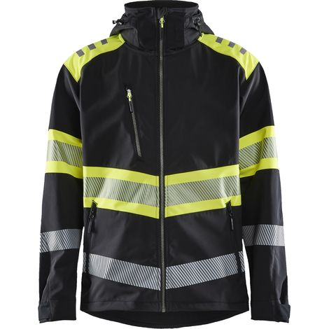 Chaqueta de trabajo softshell de alta visibilidad 4494 - Negro/Amarillo fluorescente M