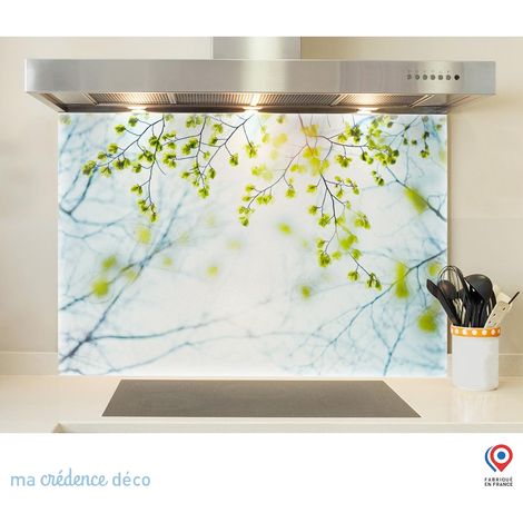 Fond de hotte : Feuilles et lumière - Alu composite - 70 cm - 60 cm (1/5)