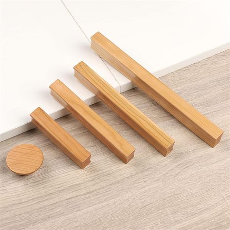 Poignées de porte et tiroir cuisine modernes simples, en bois (1/5)