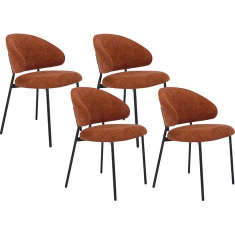 Sedia in Tessuto testurizzato e Metallo Nero Terracotta - Lotto di 4 - VOSINIA