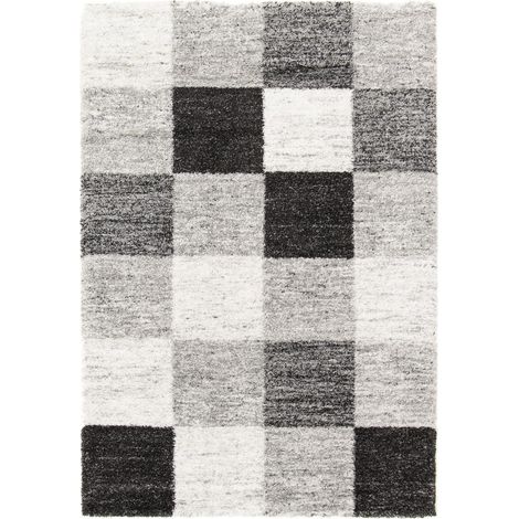 Tapis salon ZUPO 3 en polypropylène doux et soyeux Fait en Europe Gris - 120x170