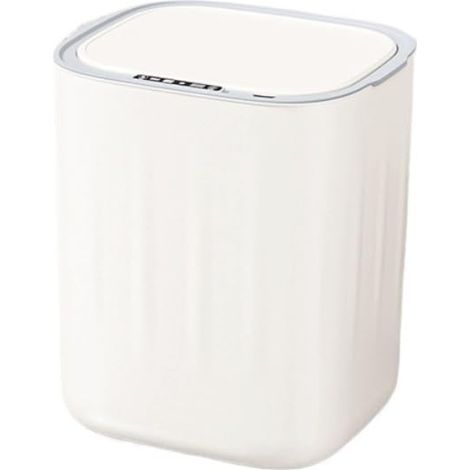 Poubelle à induction intelligente domestique, seau en plastique avec couvercle pour salon, toilettes, toilettes, cuisine, adapté au salon, salle de bain, cuisine (blanc) (1/5)