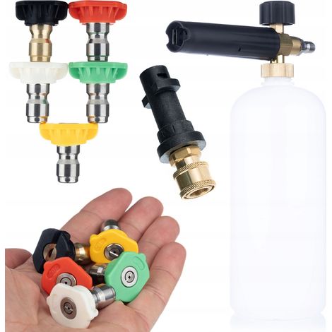 Set di Accessori per Idropulitrice compatibile con Kärcher K2–K7 – 5 Ugelli 0°/15°/25°/40°/SOAP + Schiumogeno 1L  200 BAR