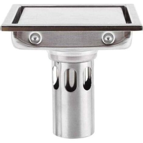 Siphon de sol carré 110 mm en acier inoxydable 304 avec filtre à cheveux pour carrelage, anti-obstruction, anti-odeur, cuisine, salle de bain, grand diamètre, toilettes, balcon