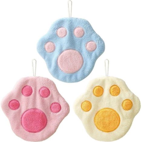 TRADE SHOP - Asciugamano Morbido Con Impronta Gatto Da Appendere Bagno Bambini Pulizia Casa 10777 - (1/5)