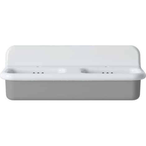 Lavabo rétro double en céramique 102 cm - True Colors Lite - Gris Clair (1/3)