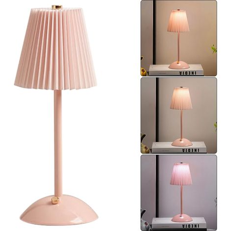 Lampe de table portable sans fil, lampe de bureau avec abat-jour en tissu, rechargeable 2000 mAh, lampe tactile 3 couleurs (1/5)