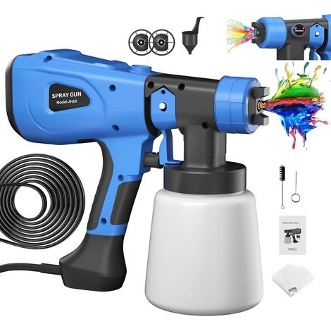 Pistolet pulvérisateur électrique adapté aux clôtures, murs et meubles, 3 modes de pulvérisation, débit réglable, pistolet pulvérisateur HVLP (haute capacité et basse pression), 1000 ml, 1000 watts
