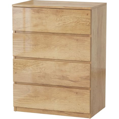 Commode 4 tiroirs meuble de rangement sans poignées design minimaliste 60 x 40 x 80 cm naturel