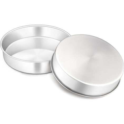Juego de 2 moldes redondos de acero inoxidable para pasteles, diámetro 20 cm, Navidad, cumpleaños, bodas. (1/2)