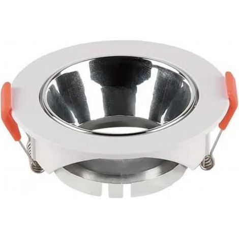 V-TAC VT-931 portafaretto led da incasso rotondo faretto GU10 colore bianco con riflettore cromato sku 6647