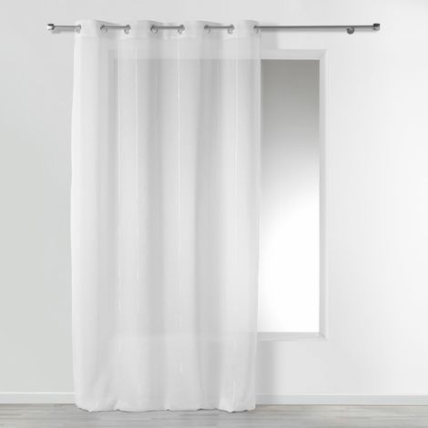 Panneau à oeillets - 140 x 260 cm - Voile sablé - fils chenille - Linahe - Blanc - Livraison gratuite (1/3)