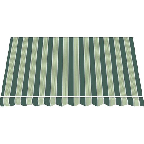 Telo di Ricambio per Tenda da Sole a Caduta e Bracci in Poliestere da 180gr/mq PU Impermeabile Verde e Beige - Con Bracci Estensibili - L250xP200 CM (1/2)