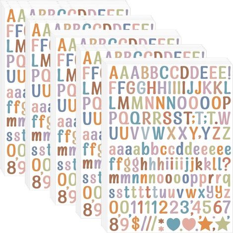 Autocollants alphabet - 30 feuilles - Alphabet autocollant - Lot d'autocollants - Vinyle - Imperméable - Décoration de cartes de vœux - 13,2 x 17,5 cm (1/5)