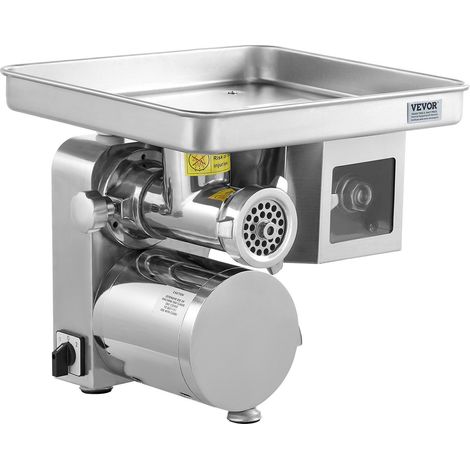 Hachoir à Viande Électrique 5 kg/min, 3 en 1 : Broyeur, Poussoir à Saucisses, Trancheuse, Lames Inox, Disque de Broyage, Usage Commercial Restaurant Boucherie (1/5)