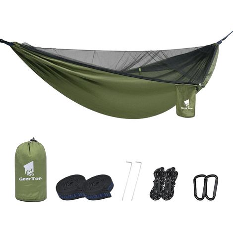 Hamac d'extérieur avec moustiquaire, capacité de charge de 300 kg pour camping, randonnée, survie, voyage, jardin (1/5)