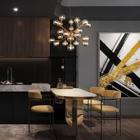 Lampadario Maytoni Dallas ottone 24 luci sfere vetro (1/5)