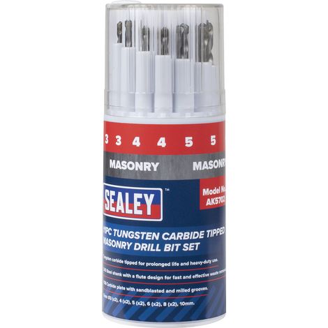 Sealey AK5702 Tungsten Carbide Tipped Masonry Drill Bit Set 11pc