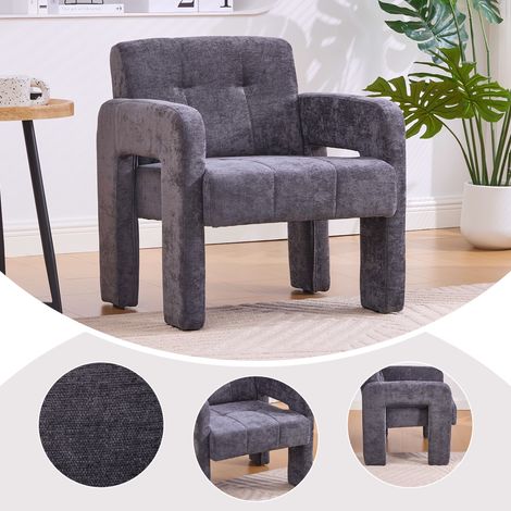 Polstersessel 67,5 x 69 x 74,5 cm - moderner Einzelsessel mit großzügigen Armlehnen - nordischer Stil für Wohnzimmer, Schlafzimmer und Büro - Chenille - Grau