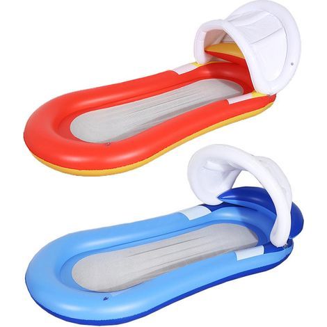 Aufblasbare Pool-Schwimminsel mit Sonnendach, bequemes und langlebiges Wasserbett für den Außenbereich (1/5)