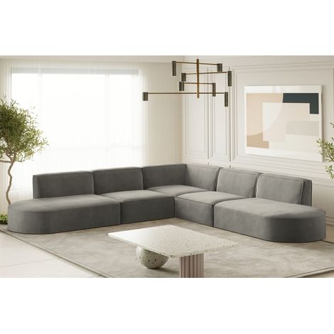 Ecksofa Designersofa PALMA Stoff Noel Grau Seite Universal (1/2)