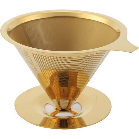 Kaffeefilter aus Edelstahl, Titan und Gold mit Becherhalter und Griff (1/5)
