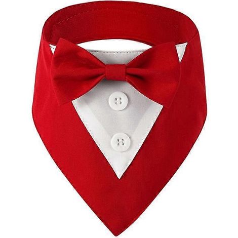 Katzenhalsband mit Fliege, Hochzeitsoutfit für kleine und mittelgroße Hunde, rot, Größe S, elegantes und bequemes Accessoire.