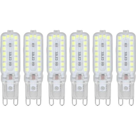Bombillas LED G9 de 7 W – Paquete de 6, regulables 360°, luz blanca fría, compatibles con lámparas de pared y de escritorio, 220–240 V