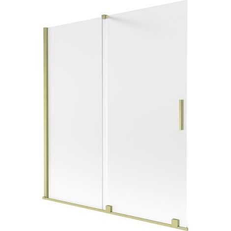 Mexen Velar mampara de baño de 2 paneles deslizante 150 x 150 cm, escarcha, dorado cepillado - 896-150-000-31-55 (1/2)