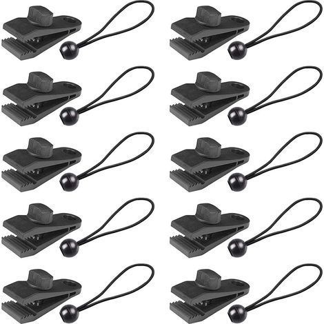 12 Sets Clip de Bâche Tente, clip de verrouillage robuste, clip de tente avec élastique sphérique, couverture en toile, auvent, auvent, camping en plein air (1/5)