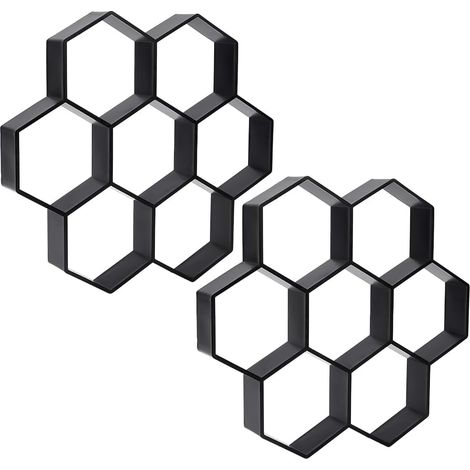 2Pcs Paquet de Moules et Formes Hexagonaux en Plastique pour Béton Moules pour Dalles Noires Moule pour Pavés et Dalles en Plastique pour Jardin Patio Bricolage (1/5)