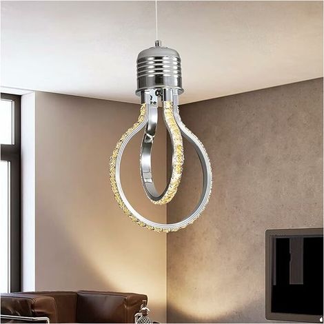 Modern Chandelier,20w 3000k LED Crystal Ceiling Light,Aluminum Pendant Light Fixture for Bedroom Kitchen Dining Room Bar Counter Corridor Exhibition Hall,Height Adjustable (1/5)