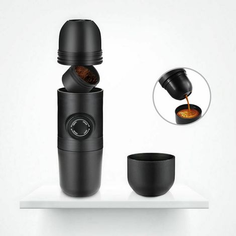 Cafetière portative, cafetière manuelle de 70 ml, mini cafetière à café moulu, portable, machine à expresso Cafetière manuelle, pour campar randonnée (1/5)