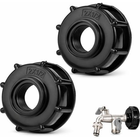 2 Pièces Adaptateur IBC S60x6 1/2 Pouce, Bouchon Cuve 1000L avec Joint, Raccord Cuve 1000 Litres pour Réservoir IBC, Récupérateur d’Eau, Tuyau d’Arrosage (1/4)