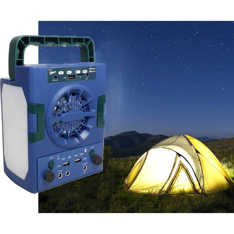 Lampada Torcia Emergenza Solare Campeggio 2 Lampadine Cassa Bluetooth FM HP-666 (1/5)