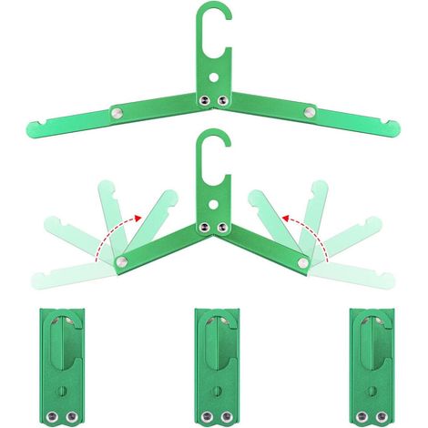Faltbare Reisekleiderbügel aus Metall für nasse Kleidung, platzsparend, Reiseaccessoires für Camping (3, grün) (1/5)