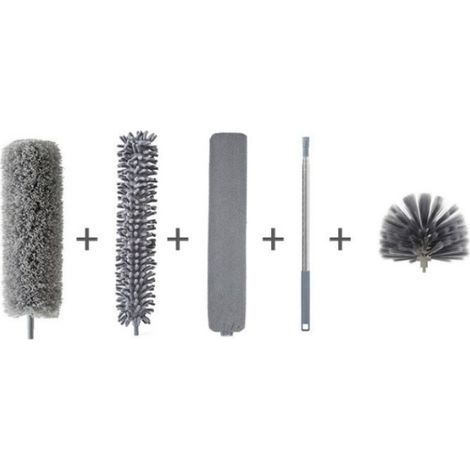 5-teiliges Teleskop-Staubwedel-Set, faltbar, waschbar, Mikrofaser