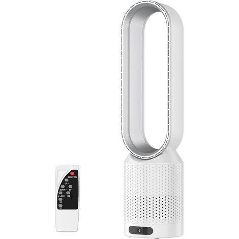 2-in-1-Turmventilator mit leisem Betrieb, Luftreiniger, 8 Geschwindigkeitsstufen und Timer – Silber (1/5)
