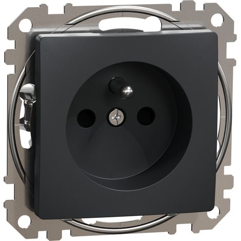 Einzelsteckdose mit Erdung, 2P+PE mit integriertem Shutter, schwarz anthrazit SEDNA DESIGN (1/4)