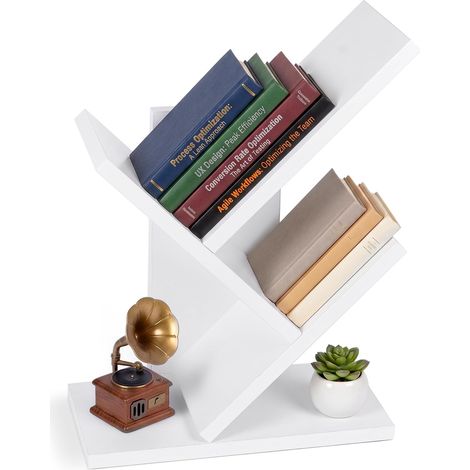 Bibliothèque Arbre Étagère à Livres 30x16x40.5cm Blanc (1/5)