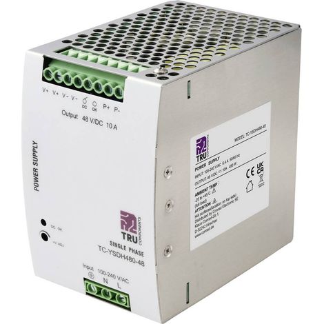 TRU COMPONENTS TC-13864576 Alimentation rail DIN 48 V/DC 10 A 480 W Nbr. de sorties:1 x Contenu 1 pc(s) (1/4)