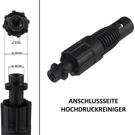 Adaptateur n°2 pour nettoyeur haute pression – Longueur 18,5 cm – Connecte accessoires Parkside à Kärcher – Usage non commercial
