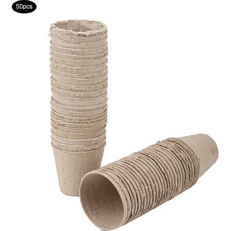 Pot de pépinière, pâte de Tourbe dégradable Ronde Plante de pépinière Tasse Fournitures de Jardinage 8 8 cm 50 pièces (1/5)