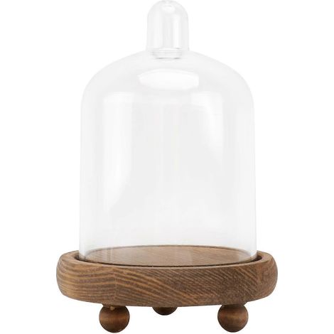 Cloche à dessert de bureau, cloche à fleurs stabilisées, petite vitrine en verre pour desserts-15x10cm-Coffee