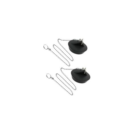 Tapón de fregadero de goma de 2 piezas con cadena de bolas, tapón universal de acero inoxidable para fregadero de cocina o bañera - Crezuo