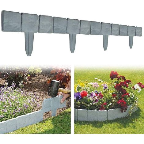 Palisade - Bordure De Jardin En Plastique Effet Pierre - Pour Délimitation De Massifs Et Allées - 10 Pièces (1/5)