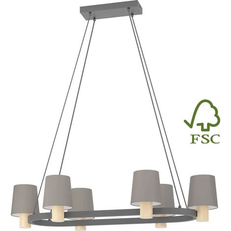Lampe suspendue edal textile cappuccino e27 6x40w l: 108cm b: 51cm h: 110cm dimmable (1/5)