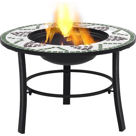 vidaXl Brasero de mosaico cerámica verde 68 cm (1/2)